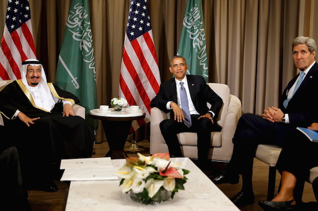 President Obama concludes a meeting with Saudi King Salman at the G20 summit at the Regnum Carya Resort in Antalya, Turkey on November 15, 2015 (Reuters/Jonathan Ernst)