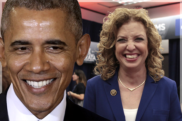 Barack Obama, Debbie Wasserman Schultz (Reuters/Javier Galeano)