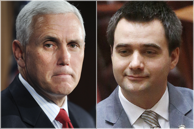 Mike Pence, Nathan Dahm (Reuters/Jonathan Ernst/AP/Sue Ogrocki)