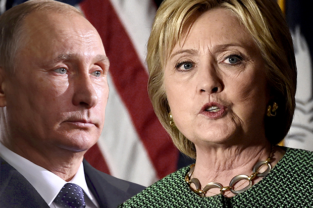 Vladimir Putin, Hillary Clinton (AP/Reuters/Rainier Ehrhardt/Photo montage by Salon)