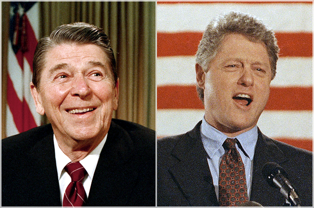 Ronald Reagan, Bill Clinton (AP/Ron Frehm)
