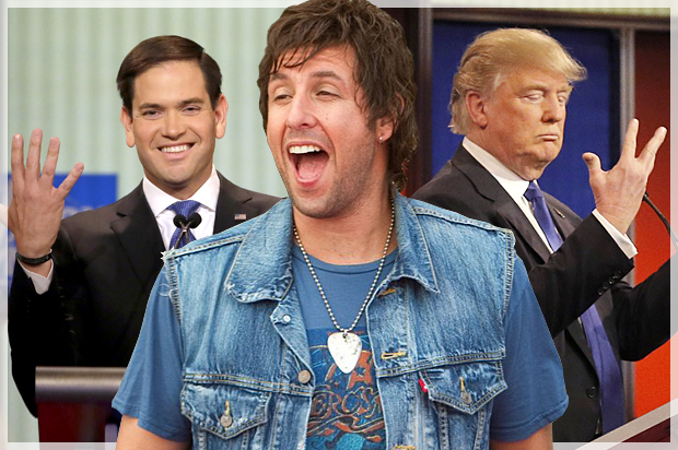 Marco Rubio, Adam Sandler, Donald Trump (AP/Carlos Osorio/Sony Pictures Entertainment/Reuters/Jim Young/Photo montage by Salon)