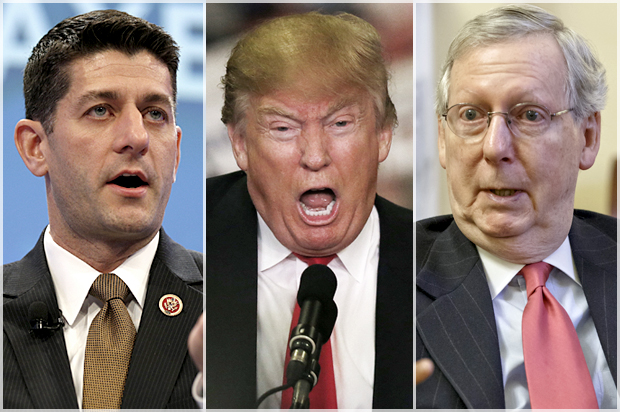 Paul Ryan, Donald Trump, Mitch McConnell (AP/Reuters/Kevin Lamarque/Brynn Anderson/J. Scott Applewhite)