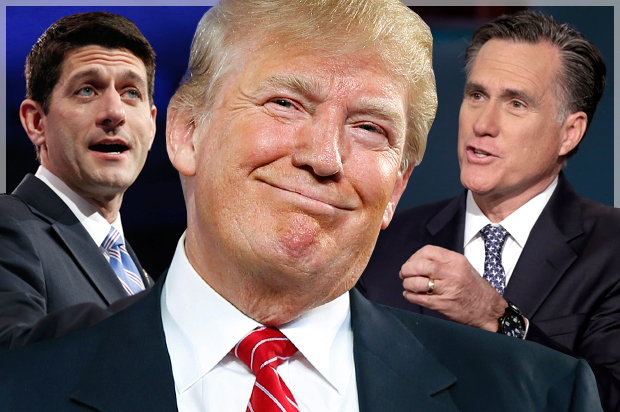 Paul Ryan, Donald Trump, Mitt Romney (AP/Reuters/Kevin Lamarque/Andrew Harnik/Richard Drew/Photo montage by Salon)