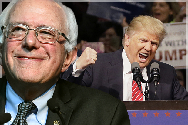 Bernie Sanders, Donald Trump (Reuters/Craig Lassig/AP/Carlos Osorio/Photo montage by Salon)