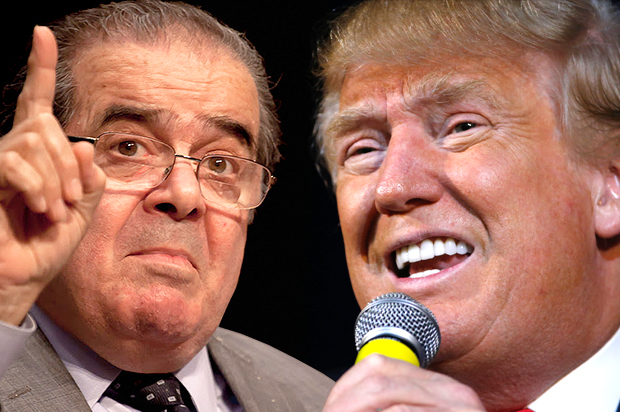 Antonin Scalia, Donald Trump (Jeff Malet, maletphoto.com/Reuters/Danny Moloshok/Photo montage by Salon)
