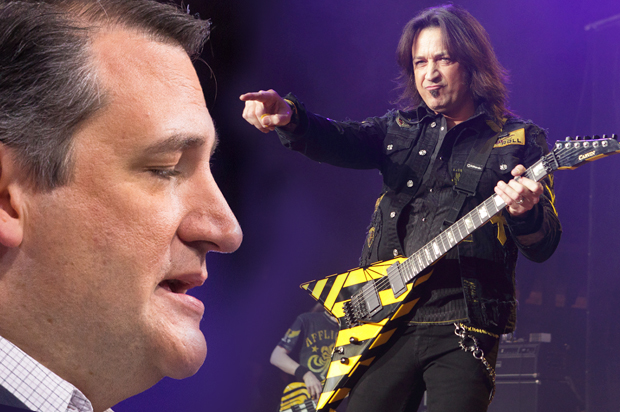 Ted Cruz; Michael Sweet of Stryper. (Jeff Malet, maletphoto.com/AP/Owen Sweeney/Photo montage by Salon)