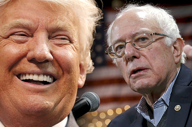 Donald Trump, Bernie Sanders (Reuters/Chris Keane/Jim Young/Photo montage by Salon)