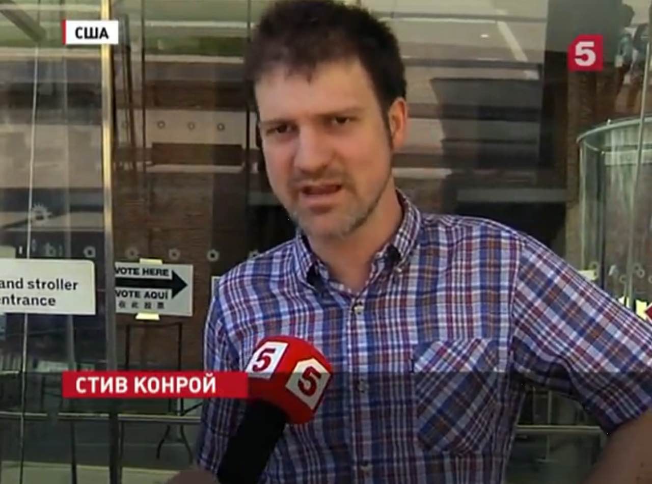 The author, on Russian TV.