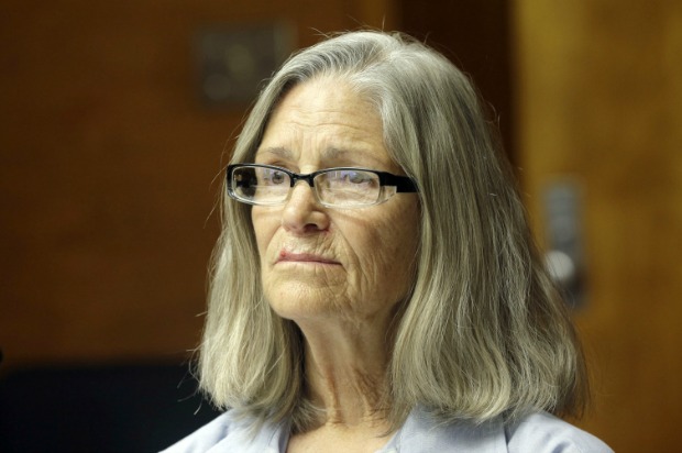 Leslie Van Houten at a California Board of Parole hearing in Chino, Calif., Thursday, April 14, 2016. (Nick Ut/AP)