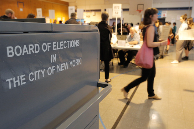 People vote in the New York primary elections at a polling station in Brooklyn borough on April 19, 2016 (Reuters/Brendan McDermid)