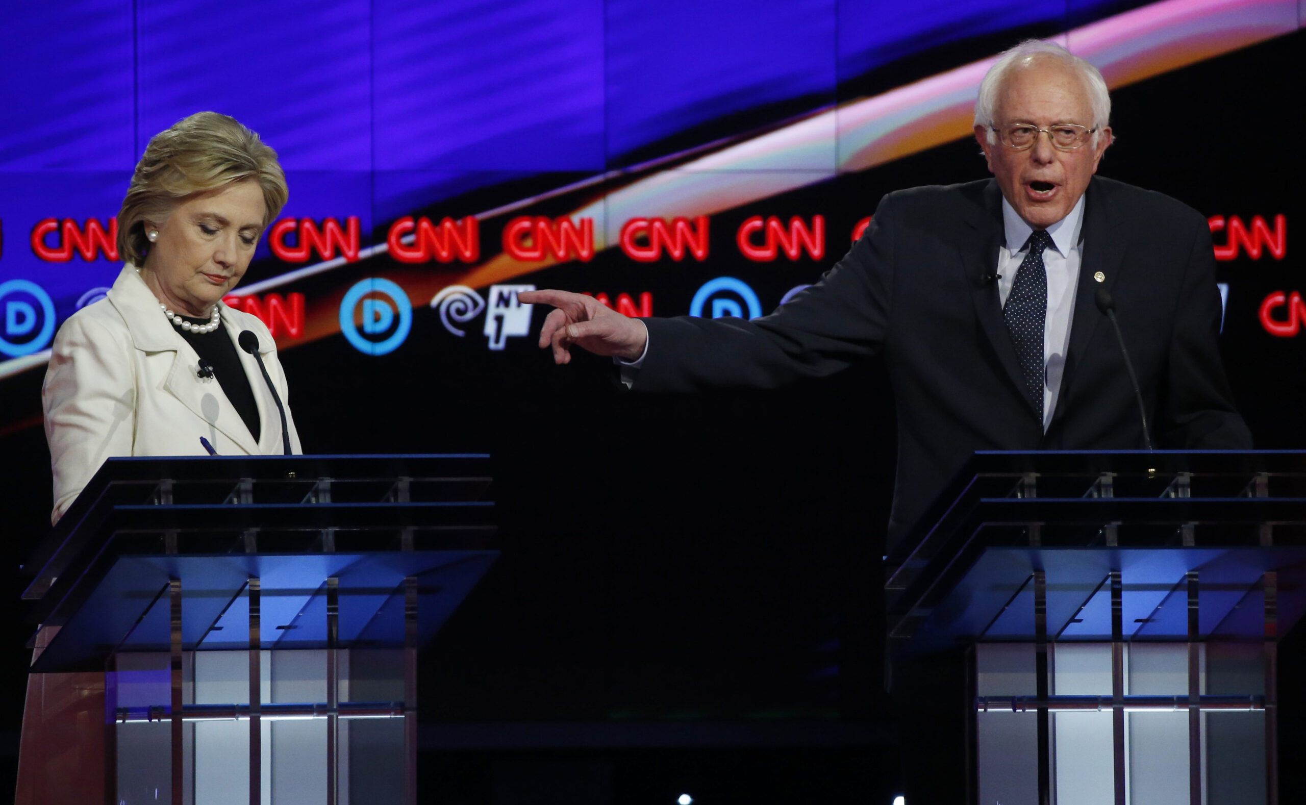Bernie Sanders and Hillary Clinton debate in Brooklyn (Reuters)