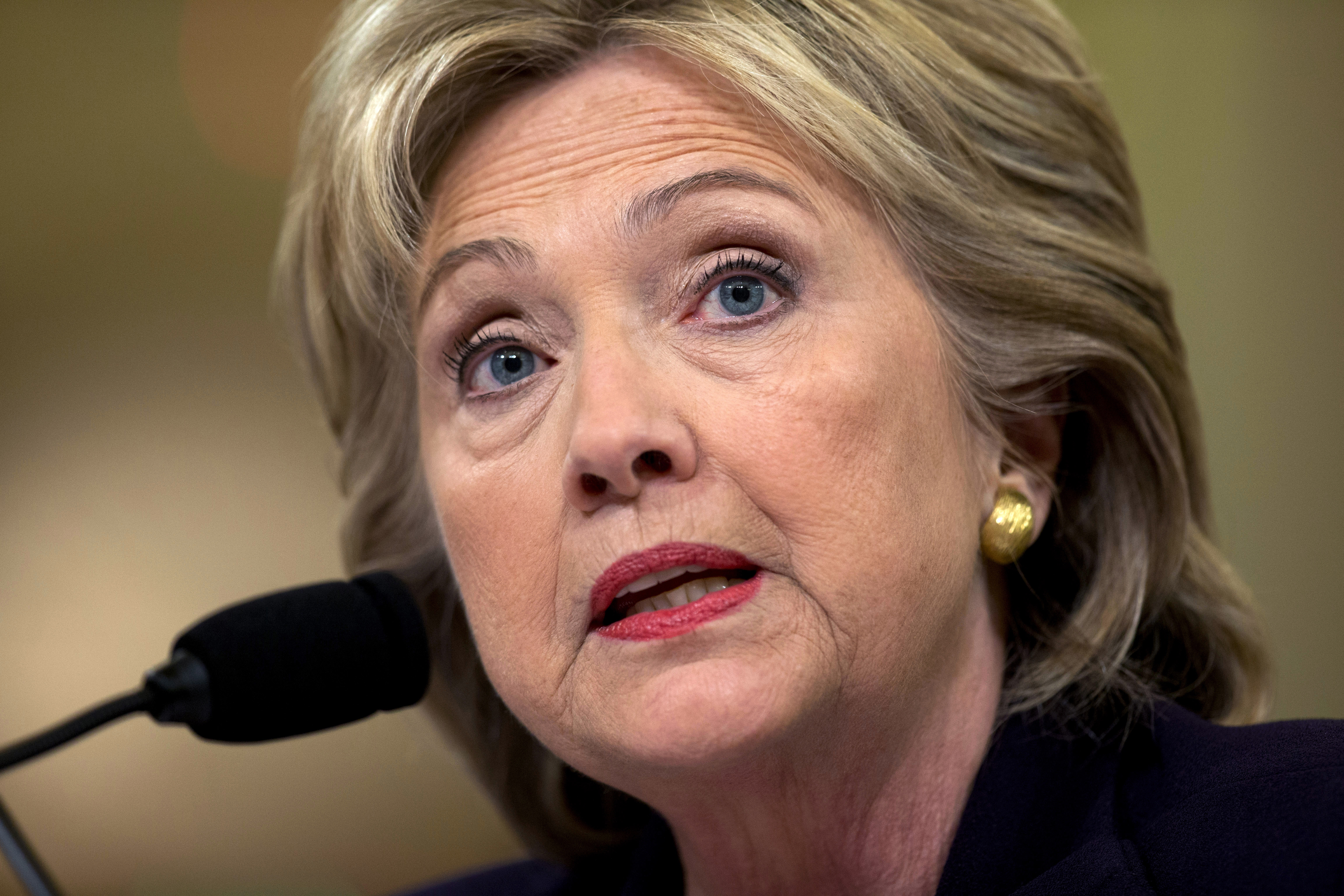 FILE - In this Oct. 22, 2015 file photo, former Secretary of State Clinton testifies on Capitol Hill in Washington. Lawyers for the State Department have asked a federal judge to limit the scope of testimony about Hillary Clintons use of a private email account as secretary of state.   (AP Photo/) (AP/Carolyn Kaster, File)