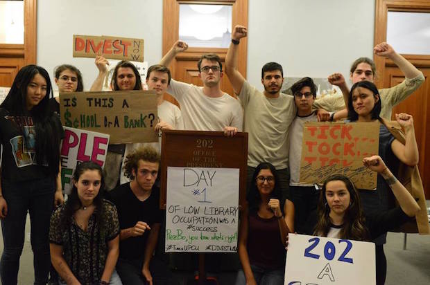 Fossil fuel divestment student activists on the first day of the sit-in protest (Columbia Divest for Climate Justice)
