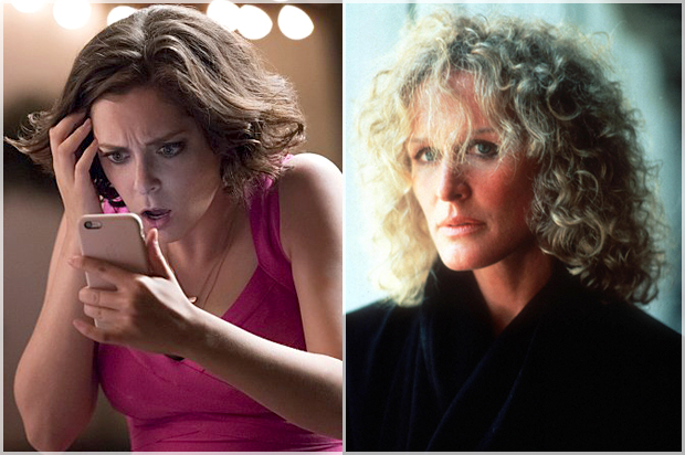 Rachel Bloom in "Crazy Ex-Girlfriend," Glenn Close in "Fatal Attraction" (The CW/Paramount Pictures)
