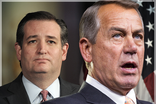 Ted Cruz, John Boehner (Reuters/Charles Mostoller/Joshua Roberts/Photo montage by Salon)