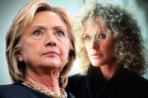 Hillary Clinton; Glenn Close in "Fatal Attraction" (Reuters/Brian Snyder/Paramount Pictures/Salon)