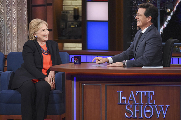 Hillary Clinton on "The Late Show with Stephen Colbert," Oct. 27, 2015. (CBS)