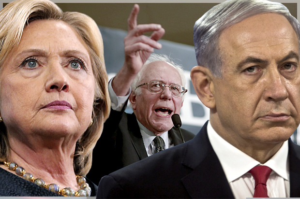 Hillary Clinton, Bernie Sanders, Benjamin Netanyahu (Reuters/Brian Snyder/Katherine Taylor/Nir Elias/Photo montage by Salon)