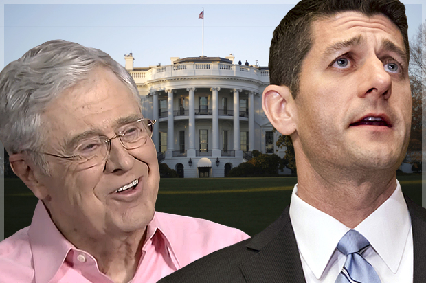 Charles Koch, Paul Ryan (MSNBC/AP/J. Scott Applewhite/Reuters/Jason Reed/Photo montage by Salon)