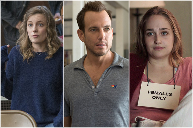 Gillian Jacobs in "Love," Will Arnett in "Flaked," Jemima Kirke in "Girls" (Netflix/HBO)