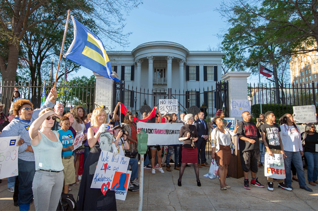 Protesters against House Bill 1523, outside the Governor's office in the state Capitol in Jackson, Miss, April 4, 2016. (AP/James Patterson)