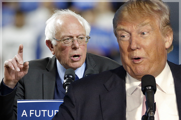 Bernie Sanders, Donald Trump (AP/Elaine Thompson/Gene J. Puskar/Photo montage by Salon)
