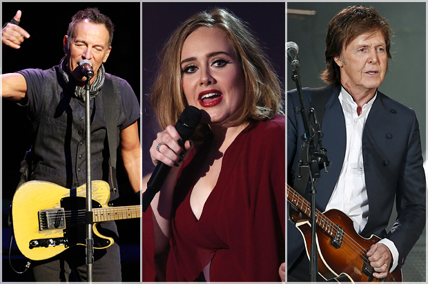Bruce Springsteen, Adele, Paul McCartney (AP/Reuters/Robb D. Cohen/Joel Ryan/Benoit Tessier)