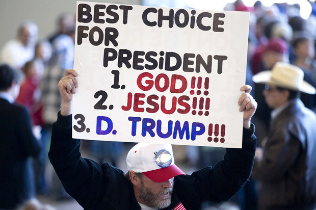 A Donald Trump supporter at a rally, Feb. 27, 2016, in Bentonville, Ark. (AP/John Bazemore)