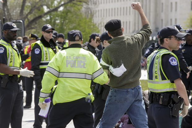 U.S. Capitol Police arrest voting rights reform demonstrators at the Capitol in Washington, April 11, 2016,. (AP/J. Scott Applewhite)