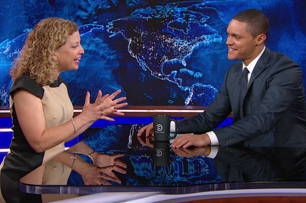 Debbie Wasserman Schultz on "The Daily Show with Trevor Noah," April 4, 2016. (Comedy Central)