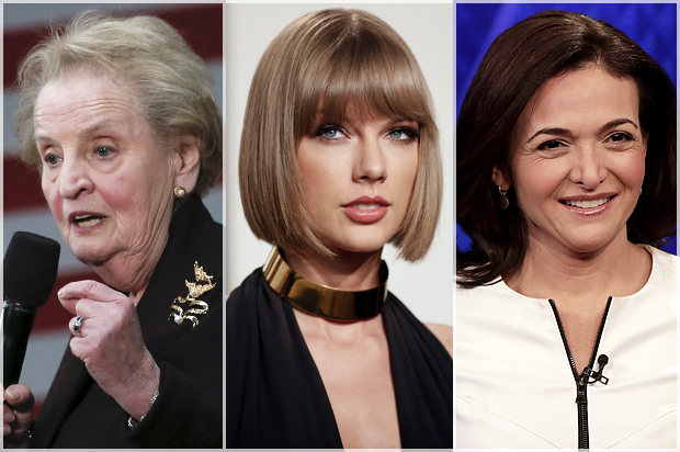 Medeleine Albright, Taylor Swift, Sheryl Sandberg (Reuters/Adrees Latif/Danny Moloshok/AP/Richard Drew)