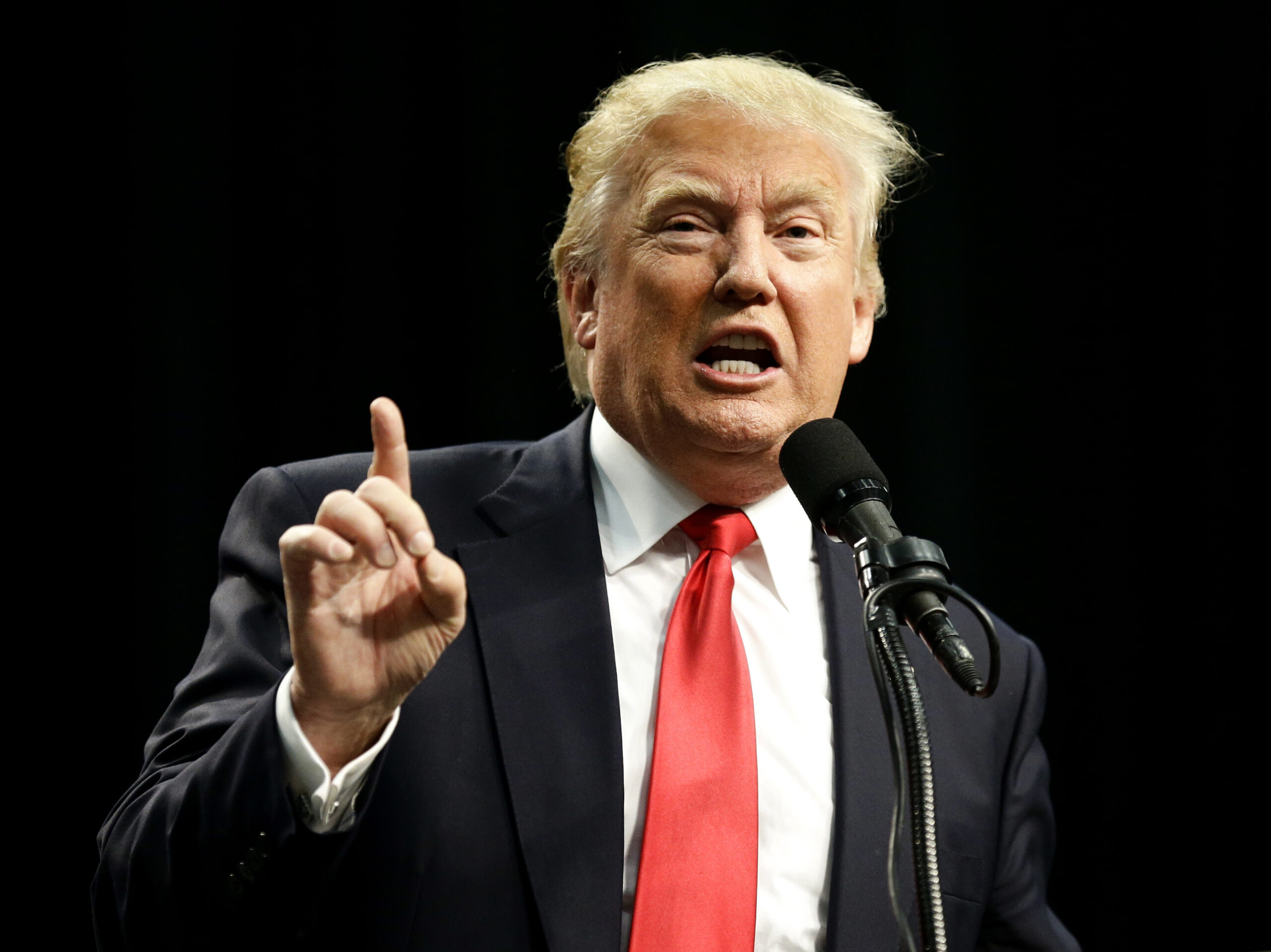 Republican presidential candidate Donald Trump speaks during a rally, Friday, May 27, 2016 in San Diego. (AP Photo/Chris Carlson) (AP)