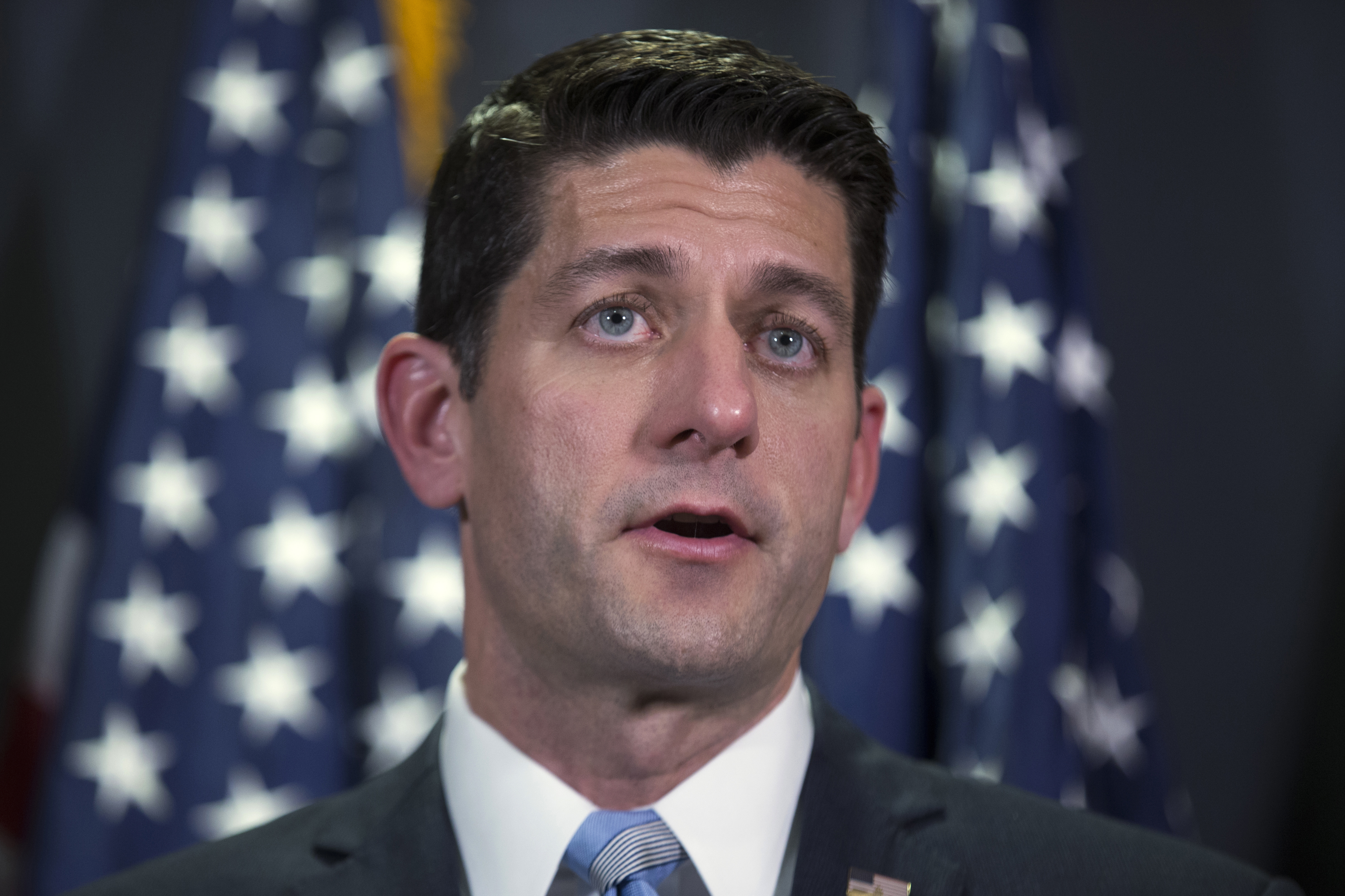 FILE - In this April 19, 2016 file photo, House Speaker Paul Ryan of Wis. speaks in Washington. Donald Trump says he was really surprised by House Speaker Paul Ryan's rebuff of him as the presumptive Republican presidential nominee. But GOP chief Reince Priebus says he understands Ryans reservations. Its going to take some time in some cases for people to work through differences, Priebus says. Priebus says he disagrees with Trump on some issues such as banning Muslims from entering the U.S.  (AP Photo/Evan Vucci, File) (AP)