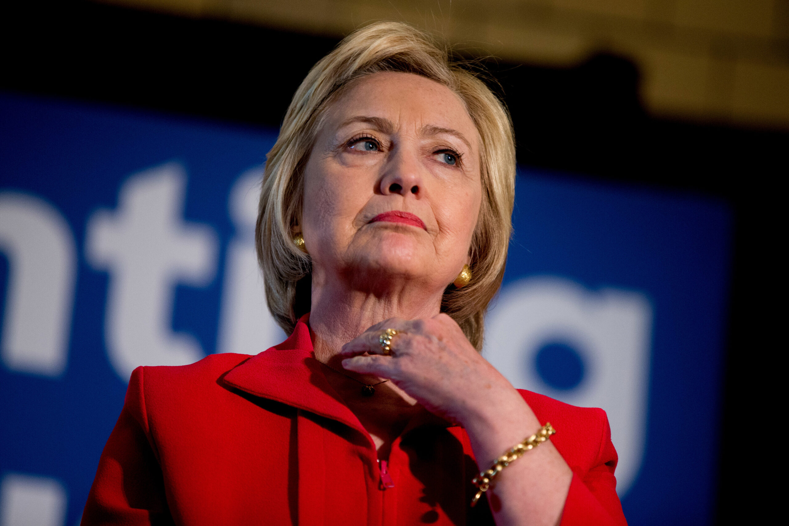 In this May 16, 2016 photo, Democratic presidential candidate Hillary Clinton waits to speak at a get out the vote event at La Gala in Bowling Green, Ky.  Hillary Clinton has a message for Donald Trump: Bring it on. As Clinton's path to the Democratic nomination seems all-but-assured, friends, aides and supporters describe a candidate who is not only prepared to tune out Trump's increasingly direct attacks on her husband's personal indiscretions but believes they will eventually benefit her presidential aspirations.  (AP Photo/Andrew Harnik) (AP)