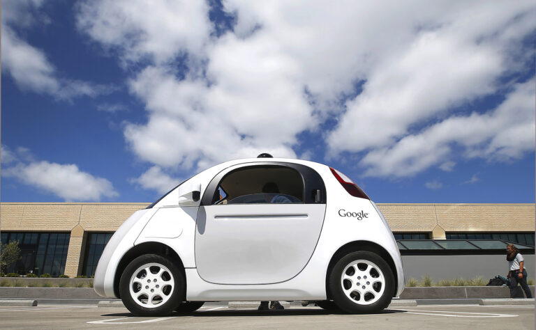 FILE - This May 13, 2015, file photo, shows Google's self-driving car during a demonstration at the Google campus in Mountain View, Calif. The U.S. auto industry's home state of Michigan is preparing for the advent of self-driving cars by pushing legislation to allow for public sales and operation _ a significant expansion beyond an existing law that sanctions autonomous vehicles for testing only. (AP Photo/Tony Avelar, File) (AP)