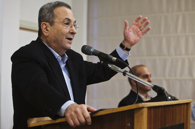 Former Israeli Prime Minister and then-Defense Minister Ehud Barak speaking in Tel Aviv on November 26, 2012 (Reuters/Nir Elias)
