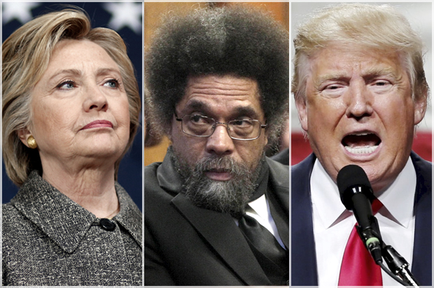 Hillary Clinton, Cornel West, Donald Trump (AP/Reuters/Patrick Semansky/Richard Drew/Eduardo Munoz)