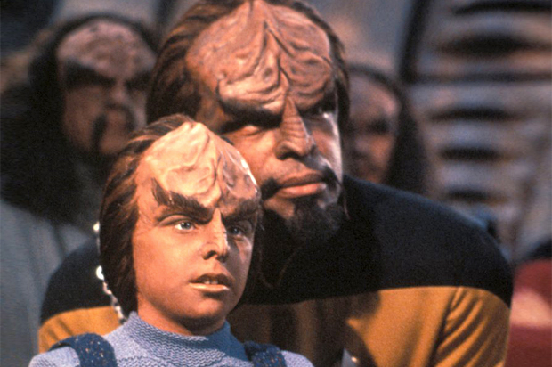 Michael Dorn and Brian Bonsall in "Star Trek: The Next Generation" (CBS)