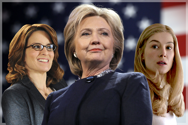 Tina Fey as Liz Lemon on "30 Rock," Hillary Clinton, Rosamund Pike as Amy Dunne in "Gone Girl" (NBC/Reuters/Lucy Nicholson/Twentieth Century Fox)