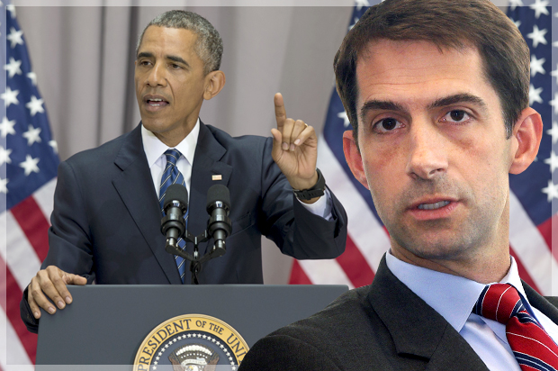 Barack Obama, Tom Cotton (AP/Carolyn Kaster/Danny Johnston/Photo montage by Salon)