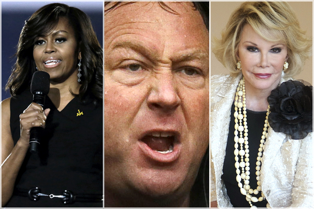 Michelle Obama, Alex Jones, Joan Rivers (AP/John Raoux/Tony Gutierrez/Lionel Cironneau)