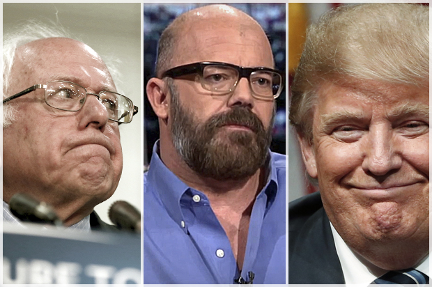 Bernie Sanders, Andrew Sullivan, Donald Trump (Reuters/Aaron Bernstein/HBO/AP/Matt Rourke)