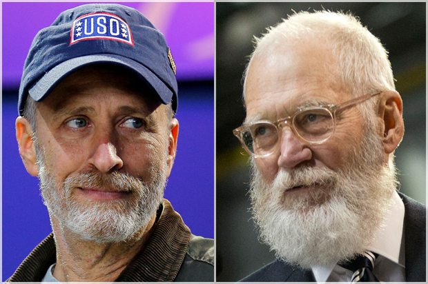 Jon Stewart, David Letterman (Reuters/Carlos Barria/AP/Pablo Martinez Monsivais)
