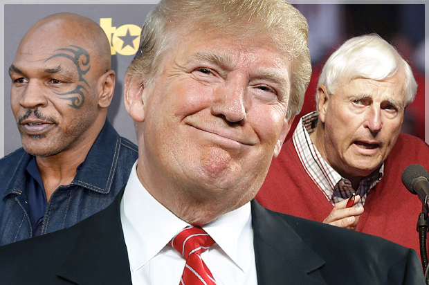 Mike Tyson, Donald Trump, Bobby Knight (AP/Rob Latour/Andrew Harnik/Darron Cummings/Photo montage by Salon)