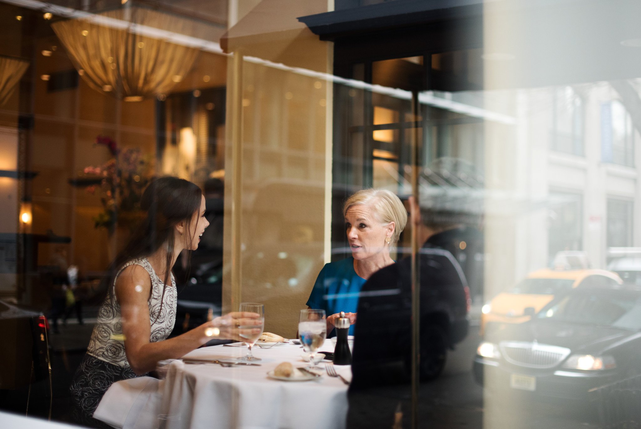 Barbara Bush and Cecile Richards sitting for lunch at Gotham Bar and Grill in the New York City. (New York Times)
