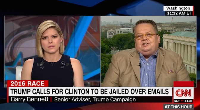 Donald Trump adviser, Barry Bennett appears on CNN and mention waterboarding Clinton on 6/3/16