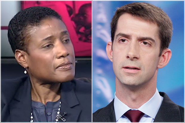 Cassandra Butts, Tom Cotton (YouTube/TV2Africa/AP/Danny Johnston)