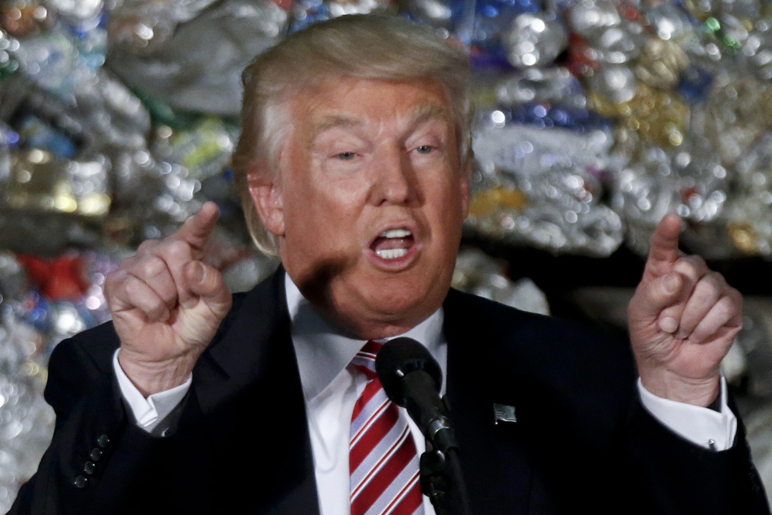 Republican presidential candidate Donald Trump speaks during a campaign stop, Tuesday, June 28, 2016, at Alumisource, a metals recycling facility in Monessen, Pa. A new multi-nation survey finds that confidence in Donald Trump’s ability to manage foreign policy should be become U.S. president is rock-bottom in a host of countries in Europe and Asia.  (AP Photo/Keith Srakocic) (AP)
