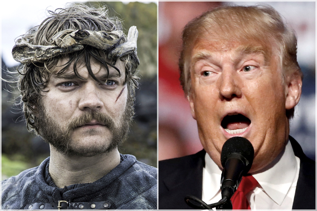 Pilou Asbaeck in "Game of Thrones;" Donald Trump (HBO/Reuters/Kamil Krzaczynski)